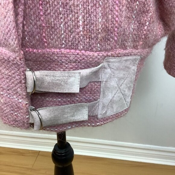 VINTAGE HANDWOVEN WOOL MOHAIR PINK JACKET By JANET KNIGHT S - Picture 5 of 16